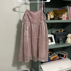 Purple, pearl, baby doll dress, size small original $90